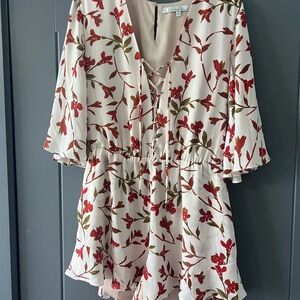 Floral Lace-Up Romper